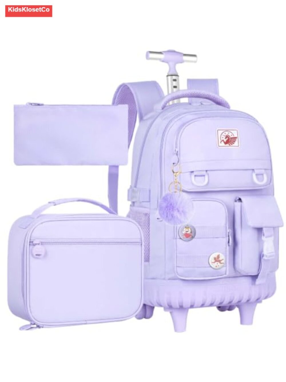 Rolling Backpack for Teen Girls Women, Wheeled School Bag with Lunch Bag &